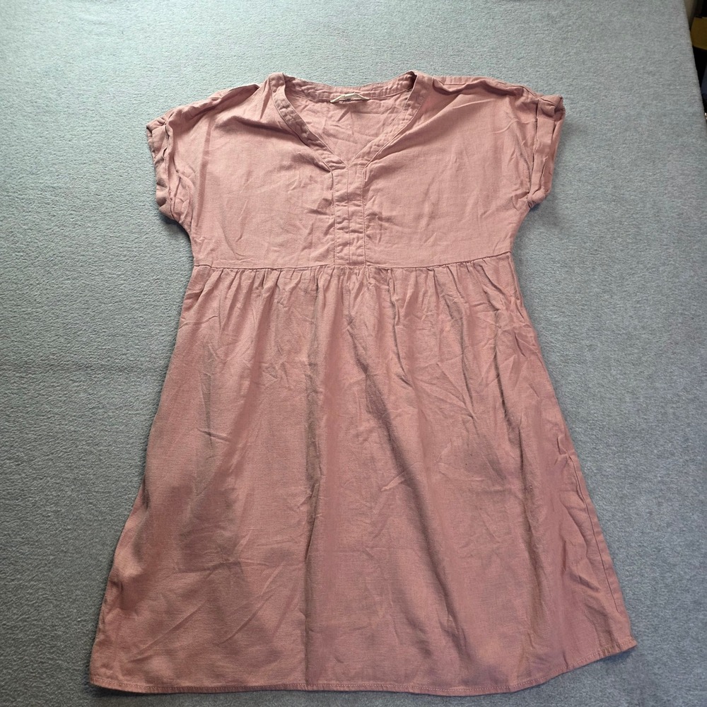 Briggs  Babydoll Shift Dress Womens Large Dusty Rose Empire Waist Short Sleeve